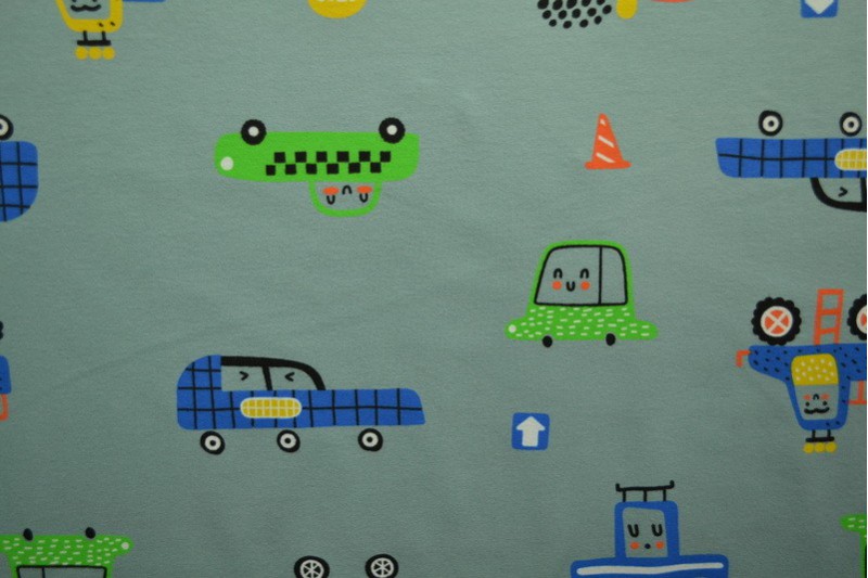 Cotton jersey print - wow 01-34 old green