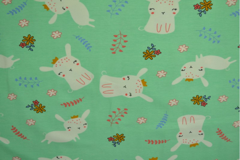 Cotton jersey print - wow 21-01 mint green