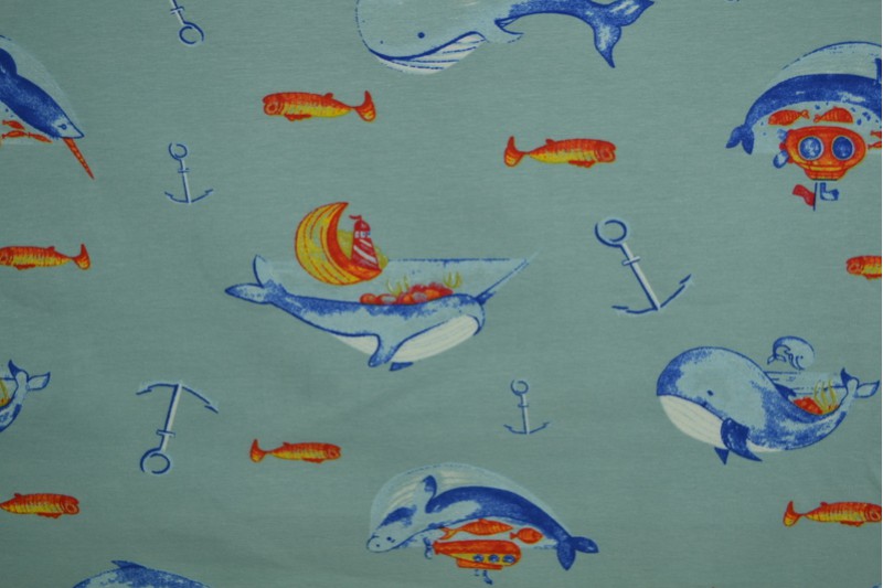 Cotton jersey print - wow 33-01 light blue