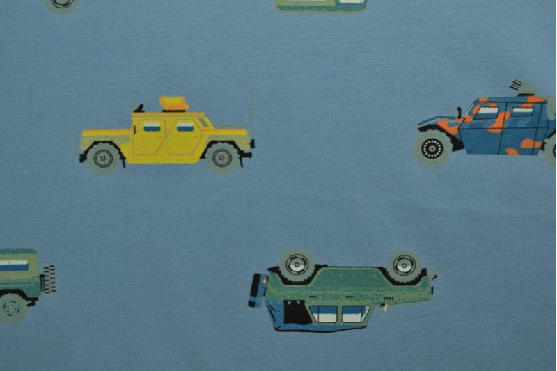 Cotton jersey print - wow 68-138 steel blue