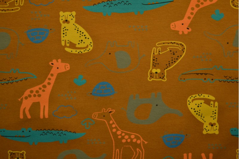 Cotton jersey print - wow 64-44 dark ochre yellow