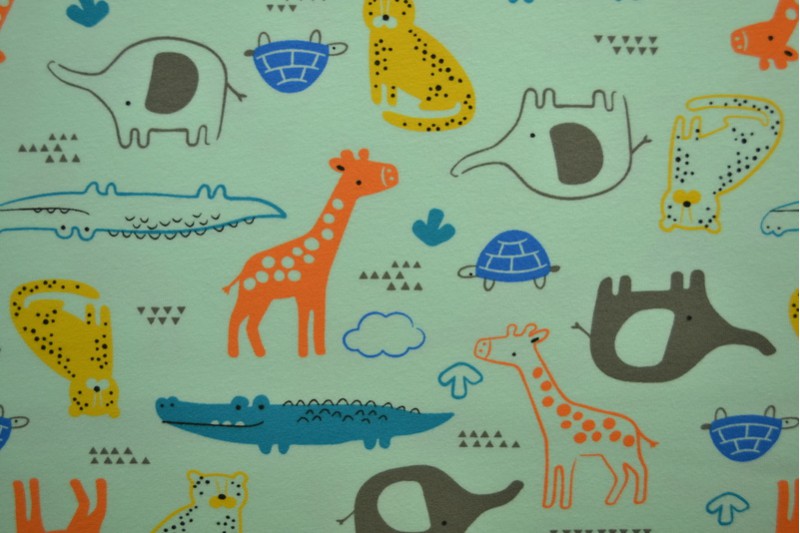 Cotton jersey print - wow 64-41 mint green