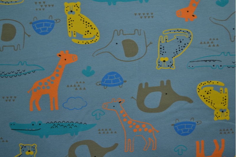 Cotton jersey print - wow 64-138 steel blue