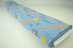 Cotton jersey print - wow 64-138 steel blue