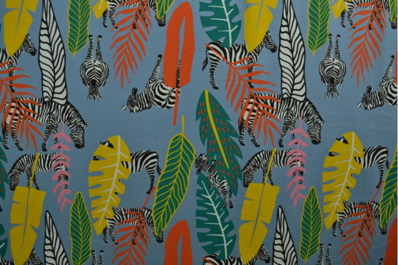 Cotton jersey print - wow 56-138 steel blue