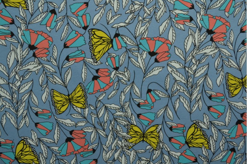 Cotton jersey print - wow 53-138 steel blue