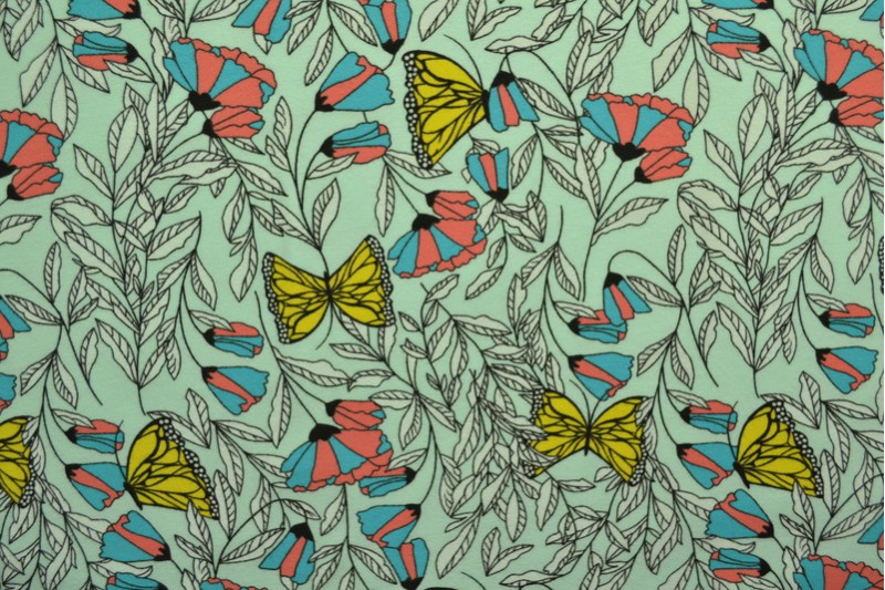 Cotton jersey print - wow 53-41 mint green