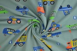 Cotton jersey print - wow 01-34 old green