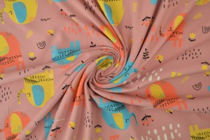 Cotton jersey print - wow 08-37 old pink