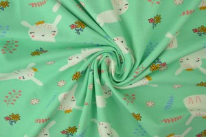 Cotton jersey print - wow 21-01 mint green