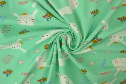Cotton jersey print - wow 21-01 mint green