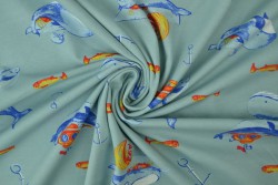 Cotton jersey print - wow 33-01 light blue