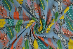 Cotton jersey print - wow 56-138 steel blue