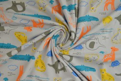 Cotton jersey print - wow 64-25 silvergrey