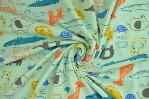 Cotton jersey print - wow 64-41 mint green