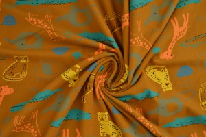 Cotton jersey print - wow 64-44 dark ochre yellow
