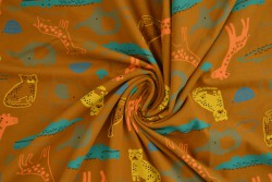Cotton jersey print - wow 64-44 dark ochre yellow