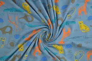 Cotton jersey print - wow 64-138 steel blue