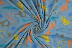 Cotton jersey print - wow 64-138 steel blue