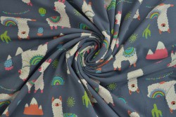 Cotton jersey print - wow 65-17 dark grey