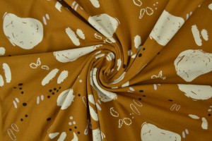Cotton jersey print - wow 67-44 dark ochre yellow