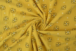 Cotton washed print w04-47 ochre yellow