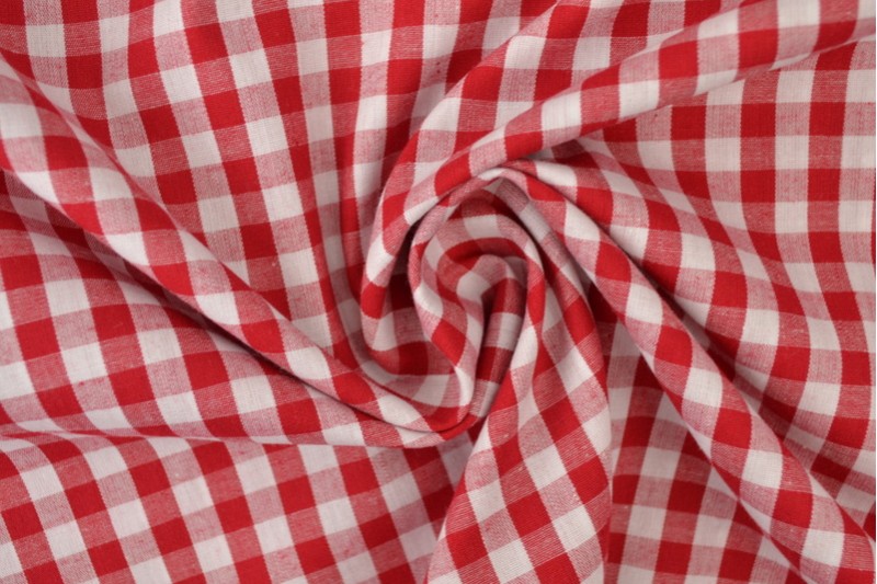 Cotton gingham checks 6.5 mm 160-01 red
