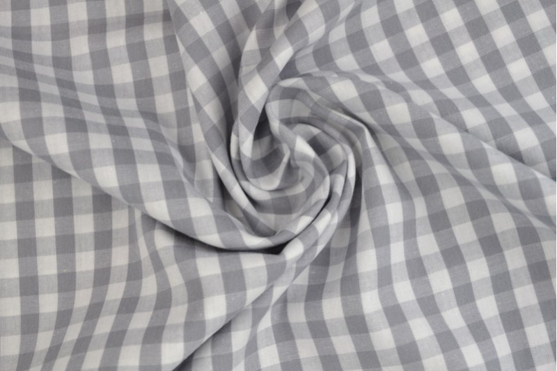 Cotton gingham checks 6.5 mm 160-11 grey