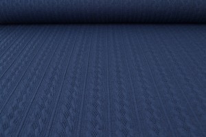 Jacquard cable knit fabric 48 navy
