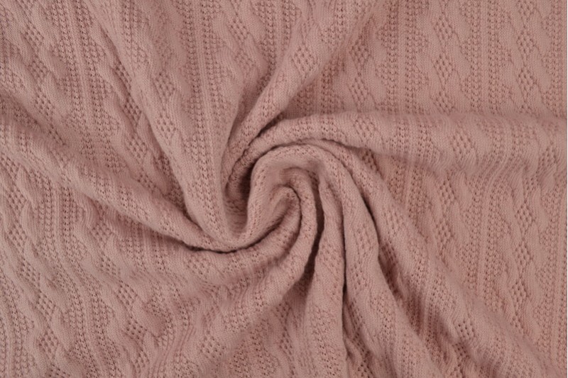 Jacquard cable knit fabric 37 old pink