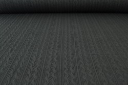 Jacquard cable knit fabric 03 black