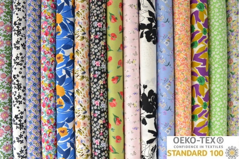 Cotton Poplin Prints flowered 3/4