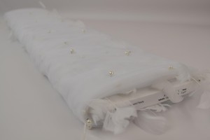 Mesh feather and pearls 09-00 white