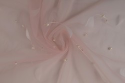 Mesh feather and pearls 09-19 old pink