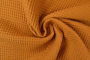 Waffle fabric 44 dark ochre yellow