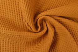 Waffle fabric 44 dark ochre yellow
