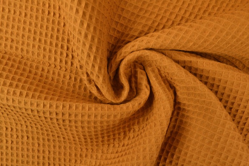 Waffle fabric 44 dark ochre yellow